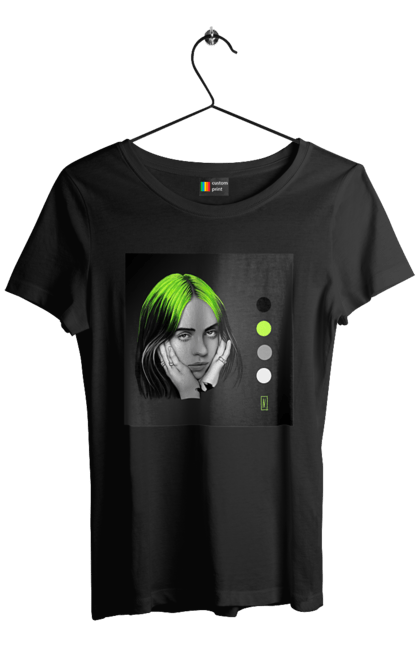 Футболка жіноча з принтом "Біллі Ейліш". Біллі, біллі ейліш, ейліш. 2070702