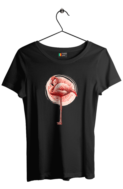 Футболка жіноча з принтом "Фламінго Арт". Рожеве фламінго, тварина, фламінго. 2070702
