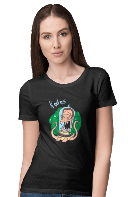 Women's t-shirt with prints Rick and Morty. Adventures, black humor, cartoon, rick, rick and morty, sci-fi, tragicomedy. 2070702