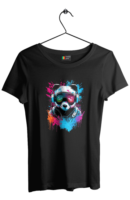 Футболка жіноча з принтом "Панда в VR шолом". Віртуальна реальність, гік, панда, персонаж, шолом. 2070702