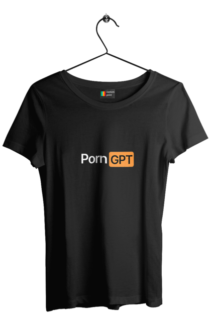 Футболка жіноча з принтом "Chat GPT porn мем". Chat, data, gpt, porn, programming, айті, айтішнік, дата, інтилект, штучний. CustomPrint.market