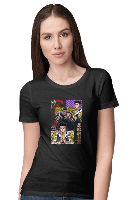 Women's t-shirt with prints Demon Slayer Gyomei. Anime, demon slayer, gyomei, gyomei himejima, himejima, kimetsu no yaiba, manga, serial. 2070702