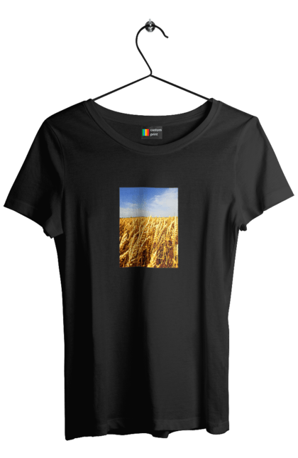 Футболка жіноча з принтом "Україна". Голубизна, красота, небо, поле, природа, пшеница. 2070702