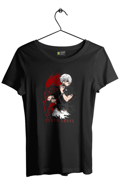 Футболка жіноча з принтом "Токійський гуль". Kaneki ken, tokyo ghoul, аніме, драма, жахи, канеки кен, канекі кен, манга, токійський гуль, фантастика. 2070702