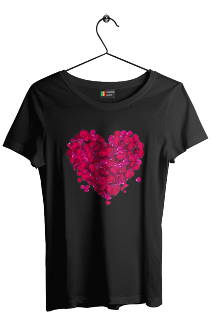 Women`s t-shirt with prints Heart From Rose Petals. Petals, rose flower. 2070702