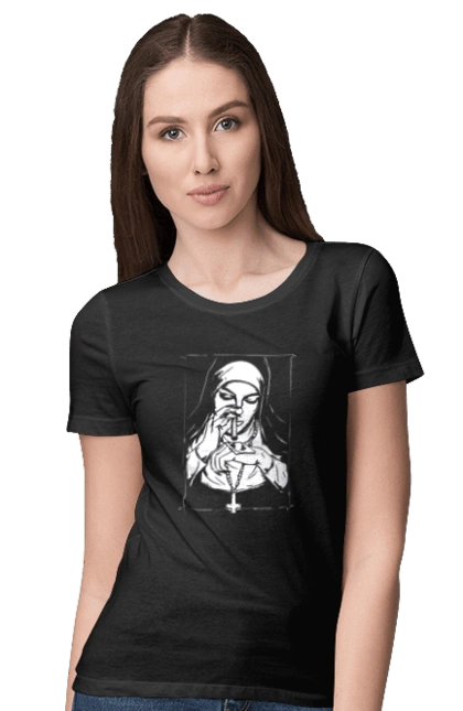 The nun sniffs the powder