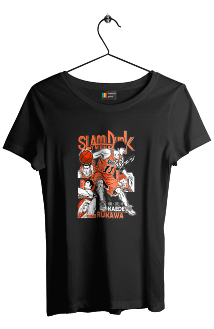 Women's t-shirt with prints Slam Dunk Kaede Rukawa. Anime, basketball, comedy, kaede rukawa, manga, school, shonen, slam dunk, sports anime. 2070702