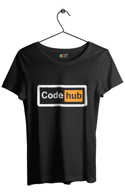 Футболка жіноча з принтом "Код хаб". Айті, айтішник, для айтішника, для програміста, код хаб, подарунок айтішнику, подарунок програмісту, програміст, розробник. 2070702