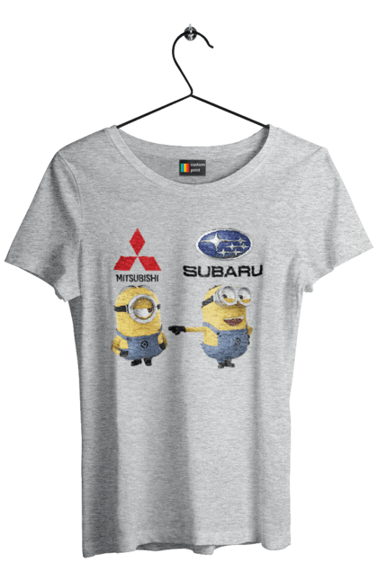 Футболка жіноча з принтом "Minion Субару". Авто, машини, міньйони, мітсубісі, субару. 2070702