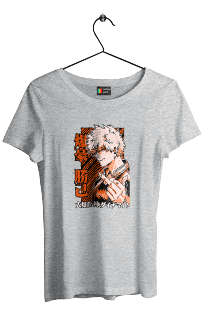 Футболка жіноча з принтом "Моя академія героїв Бакуго". Bakugo, katsuki, katsuki bakugo, my hero academia, академія юей, аніме, бакуго, кацукі бакуго, манга, моя геройська академія. 2070702