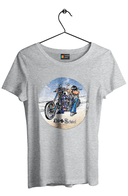 Women`s t-shirt with prints Old school. Auto moto, motorcycle, music band, old hardening, performers, rock band. 2070702