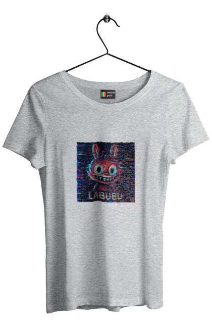 Футболка жіноча з принтом "Лабубу". Crt, rgb, глітч, кіберпанк, лабубу, пікселі, ретро, спотворення, цифрове мистецтво, шум. 2070702