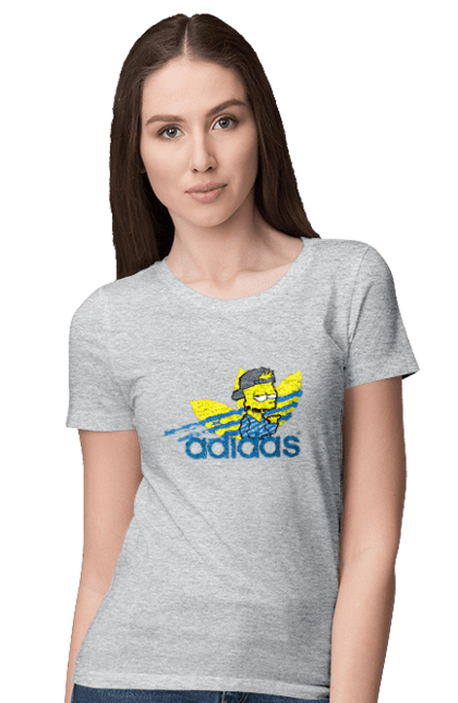 Футболка жіноча з принтом "Adidas Барт". Adidas, bart, адідас, барт, мультфільм, серіал, сімпсон. 2070702