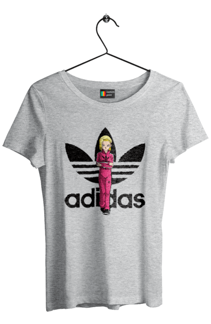 Футболка жіноча з принтом "Adidas Андроїд 18". Adidas, android 18, dragon ball, адідас, андроїд 18, аніме, вбивця, кіборг, манга, перли дракона. 2070702