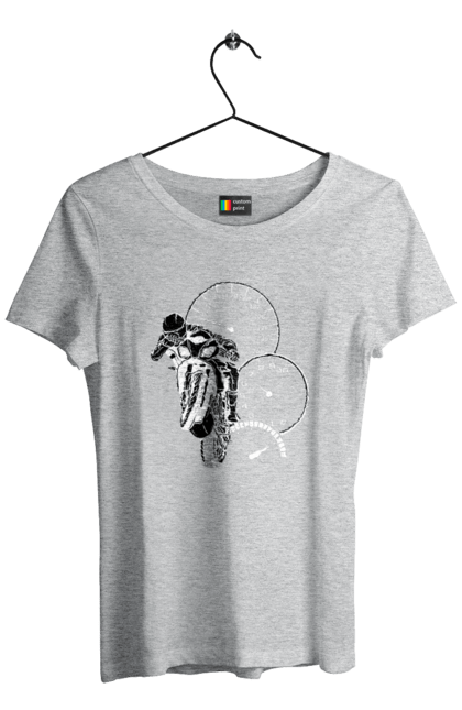 Women`s t-shirt with prints Motorcycle And Speed White. Moto, motorcycle, speed. 2070702