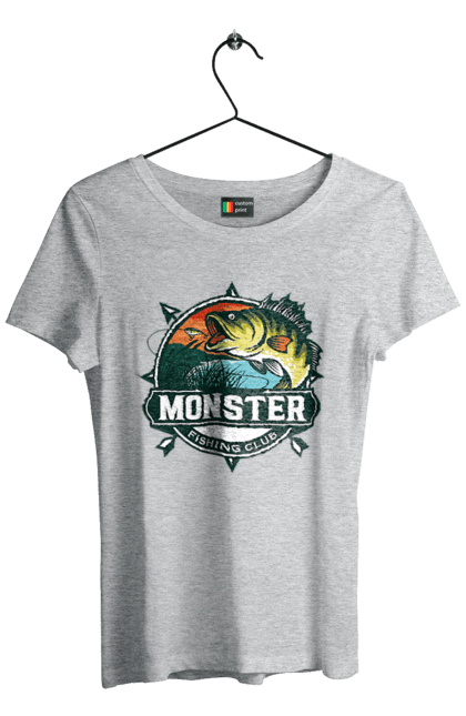 Футболка жіноча з принтом "Рибальський клуб". Відпочинок, рибак, рибальський клуб, хоббі. 2070702