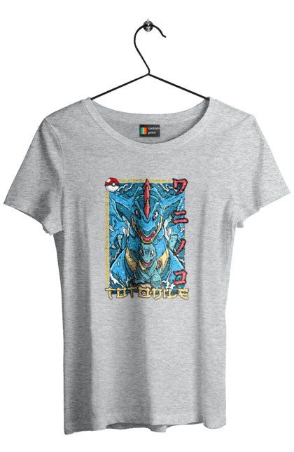 Women's t-shirt with prints Pokemon Totodile. Nintendo, pokemon, pokemon go, totodile. 2070702