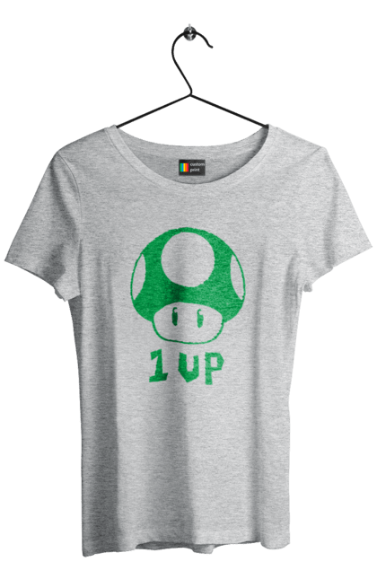 Women's t-shirt with prints 1UP Mario. Character, game, mario, mario bros, nintendo. 2070702