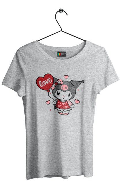 Women`s t-shirt with prints Hello Kitty Kuromi. Anime, character, hello kitty, kuromi, my melody, sanrio. 2070702
