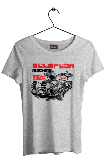 Футболка жіноча з принтом "Машина часу DeLorean". Delorean, time machine, кіно, машина часу, назад у майбутнє, фільм. 2070702