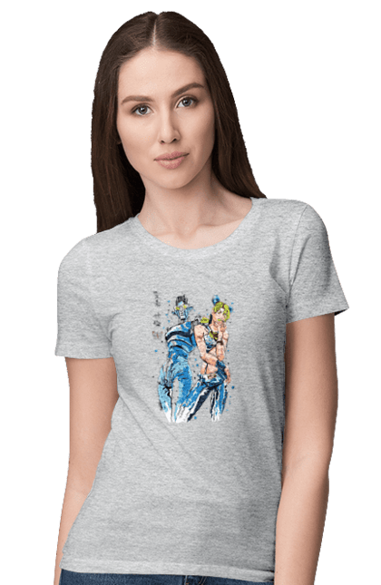 Women's t-shirt with prints JOJO Jolyne Cujoh. Anime, jojo, jojo`s bizarre adventure, jojo’s bizarre adventure, jolyne cujoh, manga. 2070702