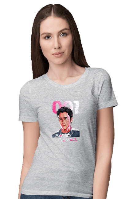 Women`s t-shirt with prints Squid Game Hwang In ho. 001, front man, hwang in-ho, netflix, player 001, squid game, tv series. 2070702