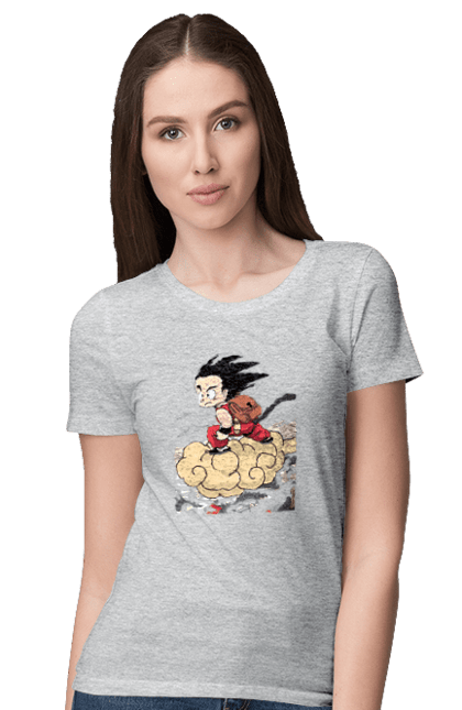 Women's t-shirt with prints Dragon Ball Son Goku. Anime, dragon ball, goku, manga, son goku, tv series. 2070702