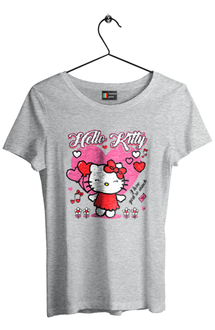 Футболка жіноча з принтом "Хелло Кітті". Hello kitty, бренд, кіт, кошеня, персонаж, хелло кітті. 2070702