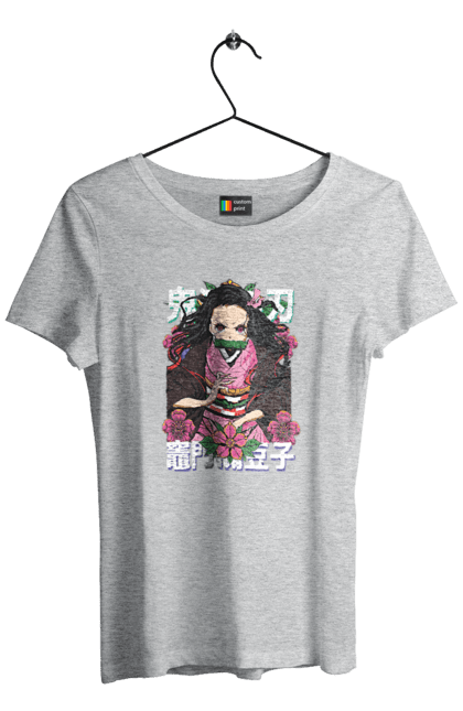 Women's t-shirt with prints Demon Slayer Nezuko. Anime, demon slayer, kimetsu no yaiba, manga, nezuko, serial. 2070702