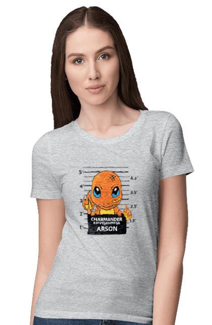 Women's t-shirt with prints Pokemon Charmander. Anime, charmander, games, nintendo, pokemon, pokemon go. 2070702