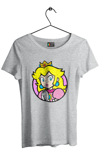 Women's t-shirt with prints Mario Bros. Princess Peach. Character, game, mario, mario bros, nintendo, princess peach, super mario bros. 2070702