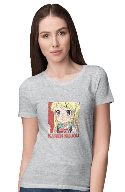 Women's t-shirt with prints Kiniro Mosaic Karen Kujo. Anime, gold mosaic, karen, karen kujo, kiniro mosaic, kinmoza, manga. 2070702