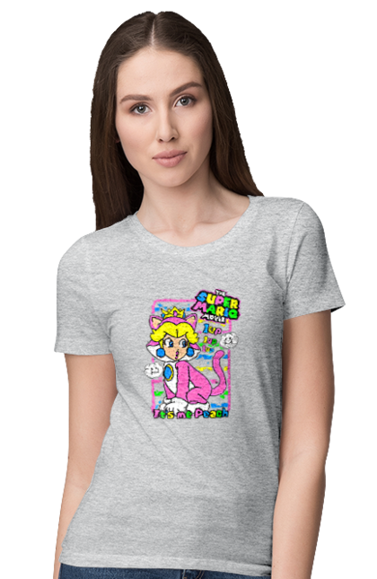 Women's t-shirt with prints The Super Mario Bros. Movie Princess Peach. Character, game, mario, mario bros, movie, nintendo, princess peach, super mario bros. 2070702