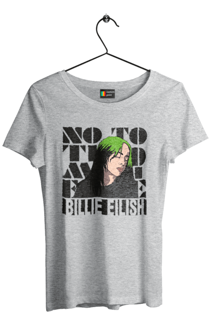 Футболка жіноча з принтом "Біллі Айліш". Біллі айліш, логотип біллі айліш, принт біллі айліш, співачка біллі айліш. 2070702