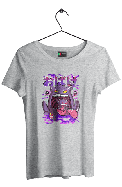 Women`s t-shirt with prints Pokemon Gengar. Anime, fushigibana, games, gengar, nintendo, pokemon, pokemon go. 2070702
