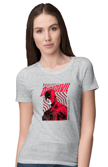 Women's t-shirt with prints Daredevil. Daredevil, lawyer, marvel, matt murdock, superhero, television series, tv series. 2070702