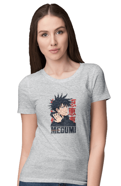 Футболка жіноча з принтом "Магічна битва Мегумі". Anime, fushiguro, fushiguro megumi, jujutsu kaisen, manga, megumi, аніме, магічна битва, манга, мегумі. 2070702