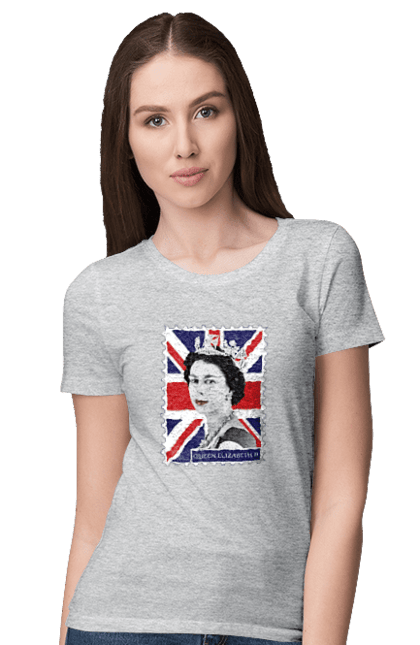 Футболка жіноча з принтом "Королева Єлизавета II". Britain, british, england, platinum jubilee, queen, queen elizabeth, queen elizabeth ii, rip queen elizabeth, королева єлизавета. 2070702