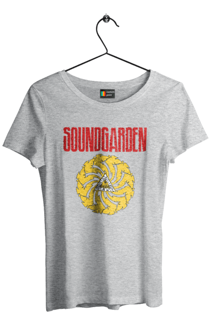 Футболка жіноча з принтом "Soundgarden". Sound garden, soundgarden, альтернативний рок, гранж, група, метал, музика, рок, хард рок. 2070702