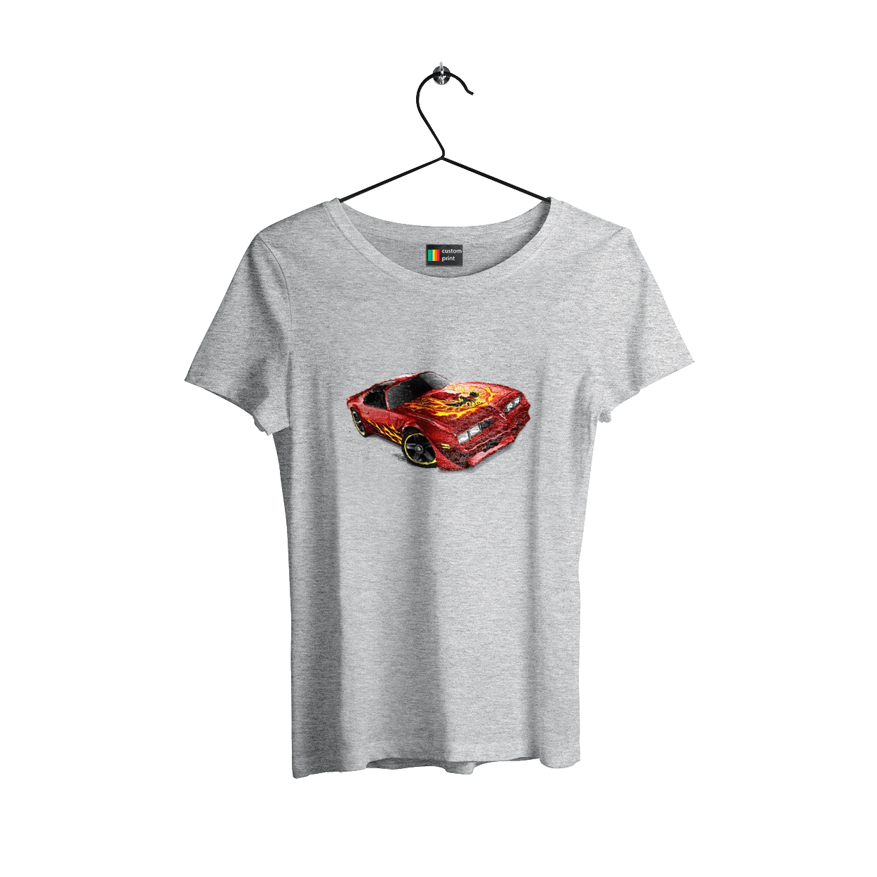 The car is red, high speed