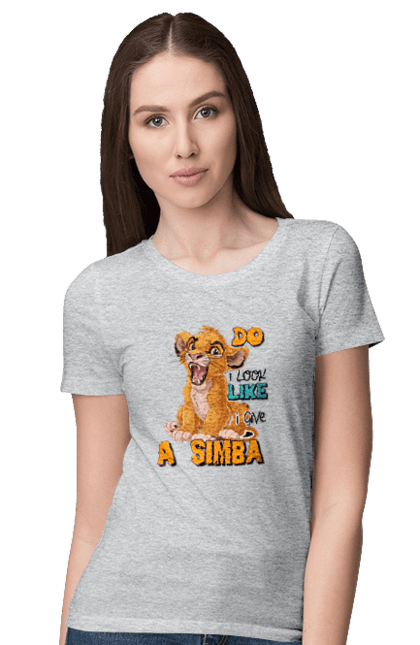 Футболка женская с принтом Король Лев Симба. Lion king, simba, животное, король, лев, мультик, мультфильм, симба. 2070702