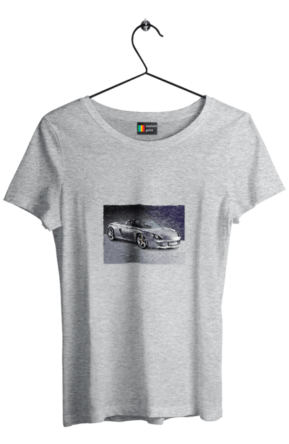 Women`s t-shirt with prints Auto.2. Auto, color image, compartment, photo, sports car. 2070702