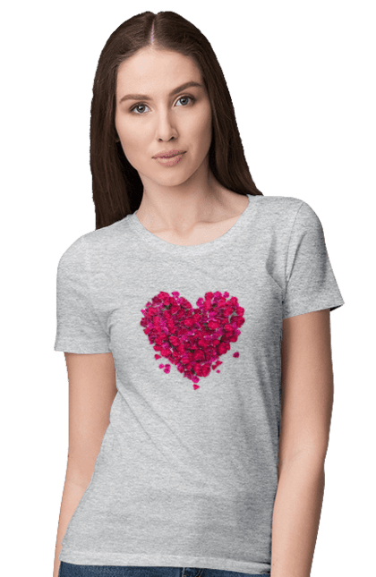 Women`s t-shirt with prints Heart From Rose Petals. Petals, rose flower. 2070702