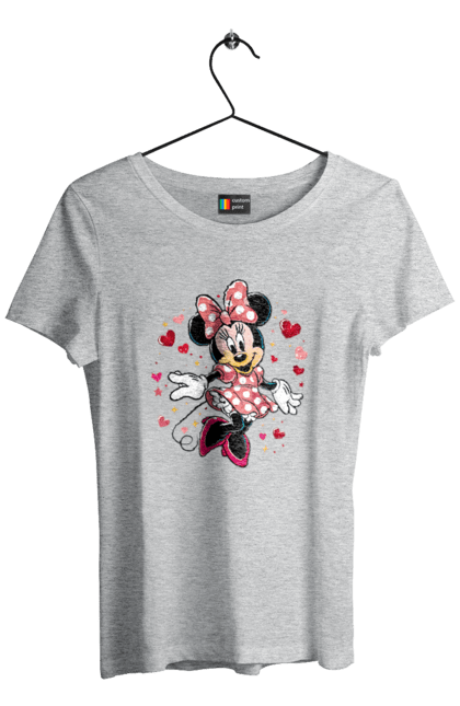 Футболка жіноча з принтом "Мінні Маус". Mickey mouse, minnie mouse, дісней, для дівчат, міккі, міккі маус, мінні маус, мультфільм. 2070702