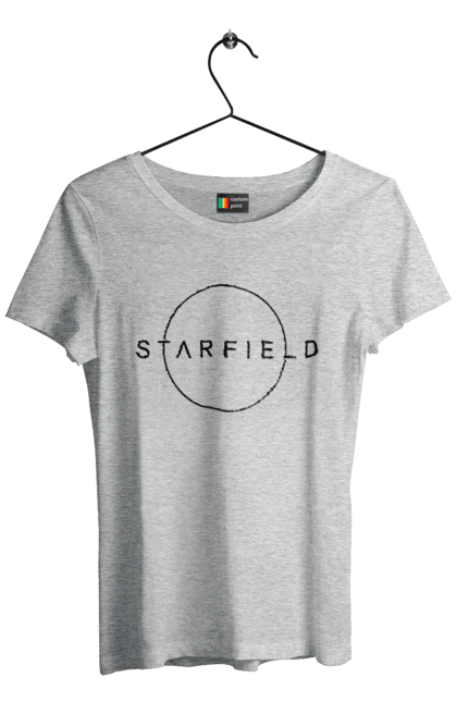 Футболка жіноча з принтом "Старфілд". Гра старфілд, логотип старфілд, старфілд. CustomPrint.market