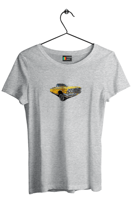 Women`s t-shirt with prints Car. Car, chevrolet, classic, impala, lowrider. 2070702
