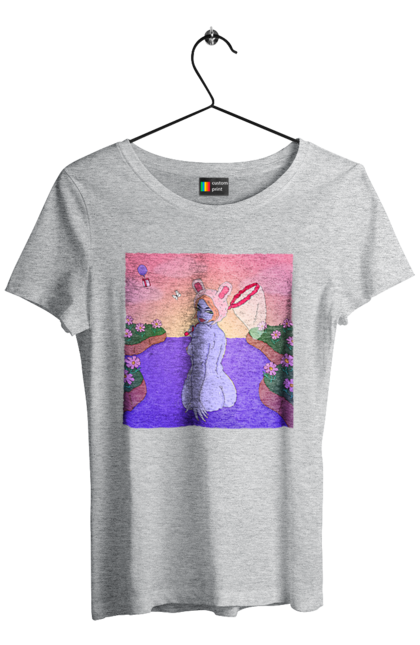 Women`s t-shirt with prints Purple Girl On The Hunt. Girl, naked, net. 2070702