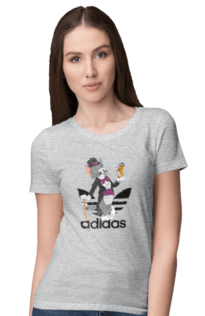 Футболка жіноча з принтом "Adidas Том і Джеррі". Adidas, tom and jerry, адідас, джеррі, кіт, миша, мульт, мультсеріал, том, том і джеррі. 2070702