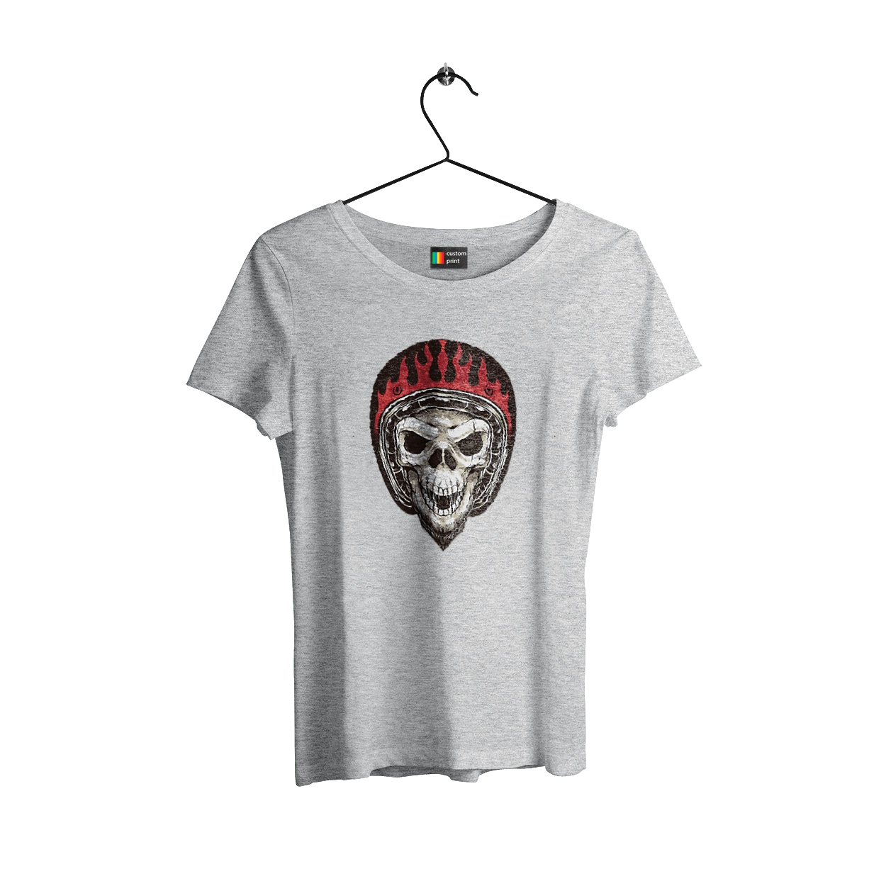 Skull in a motorcycle helmet