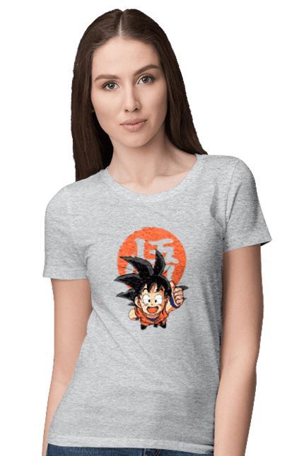 Футболка женская с принтом Жемчуг дракона Сон Гоку. Anime, dragon ball, manga, son goku, tv series, аниме, гоку, жемчуг дракона, манга, сон гоку. 2070702